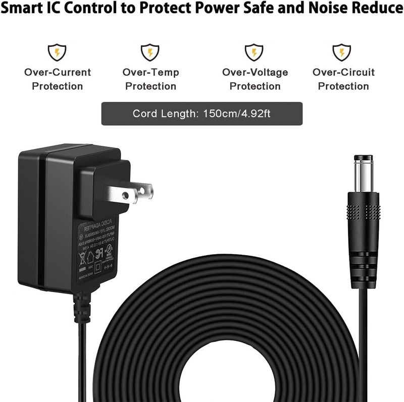 AITONE DC 9V 500mA Power Supply AC Wall Charger Adapter 4.92ft Compatible for Guitar Effect Pedals (Tip Negative) - Image 3